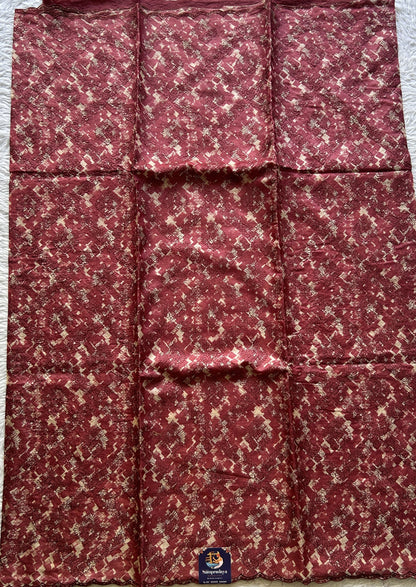 Pure Tussar Silk Saree Onion Pink Color Complemented with a Borderless. - Sampradaya Designer Studio