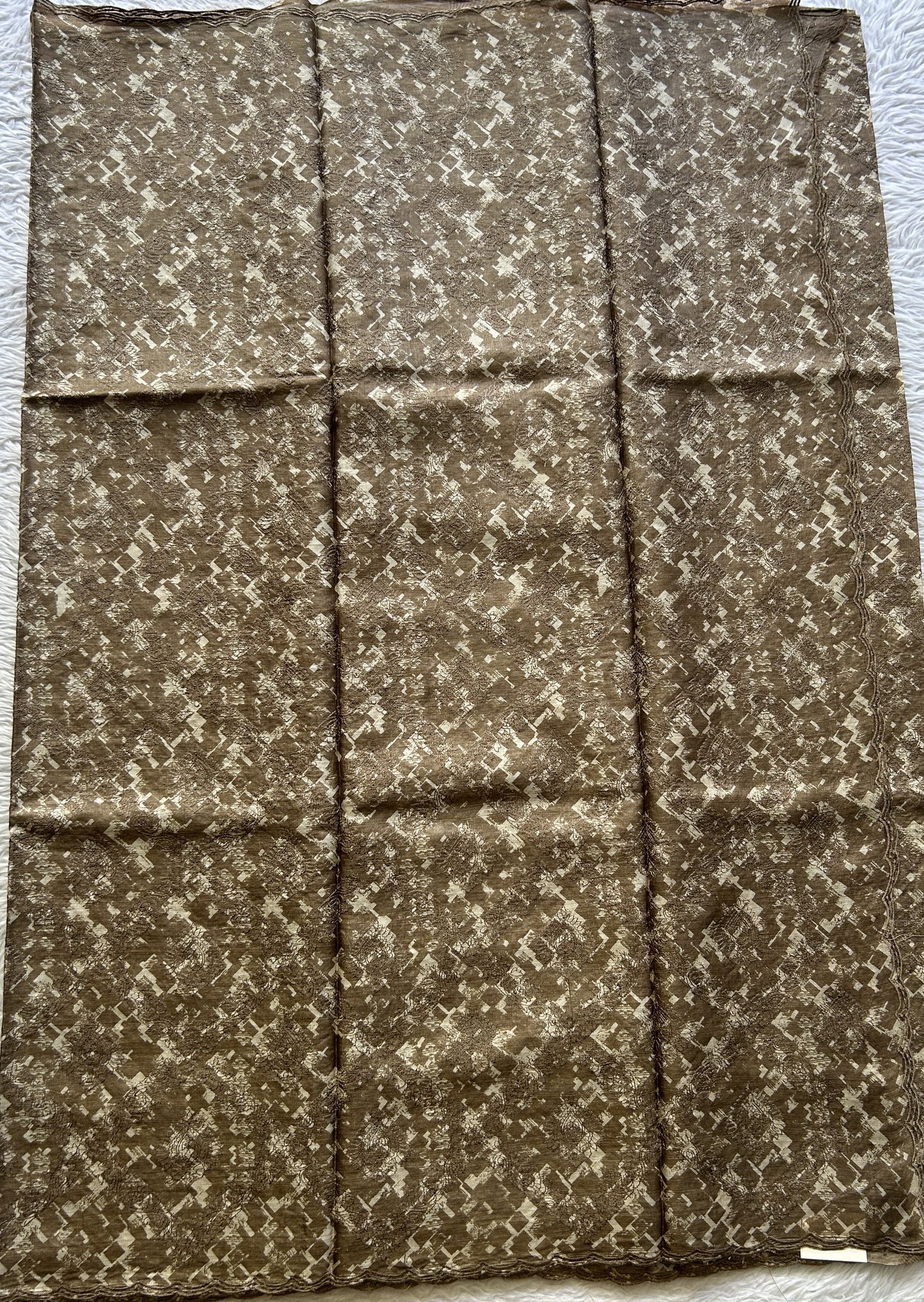 Pure Tussar Silk Saree Brown Color Complemented with a Borderless. - Sampradaya Designer Studio