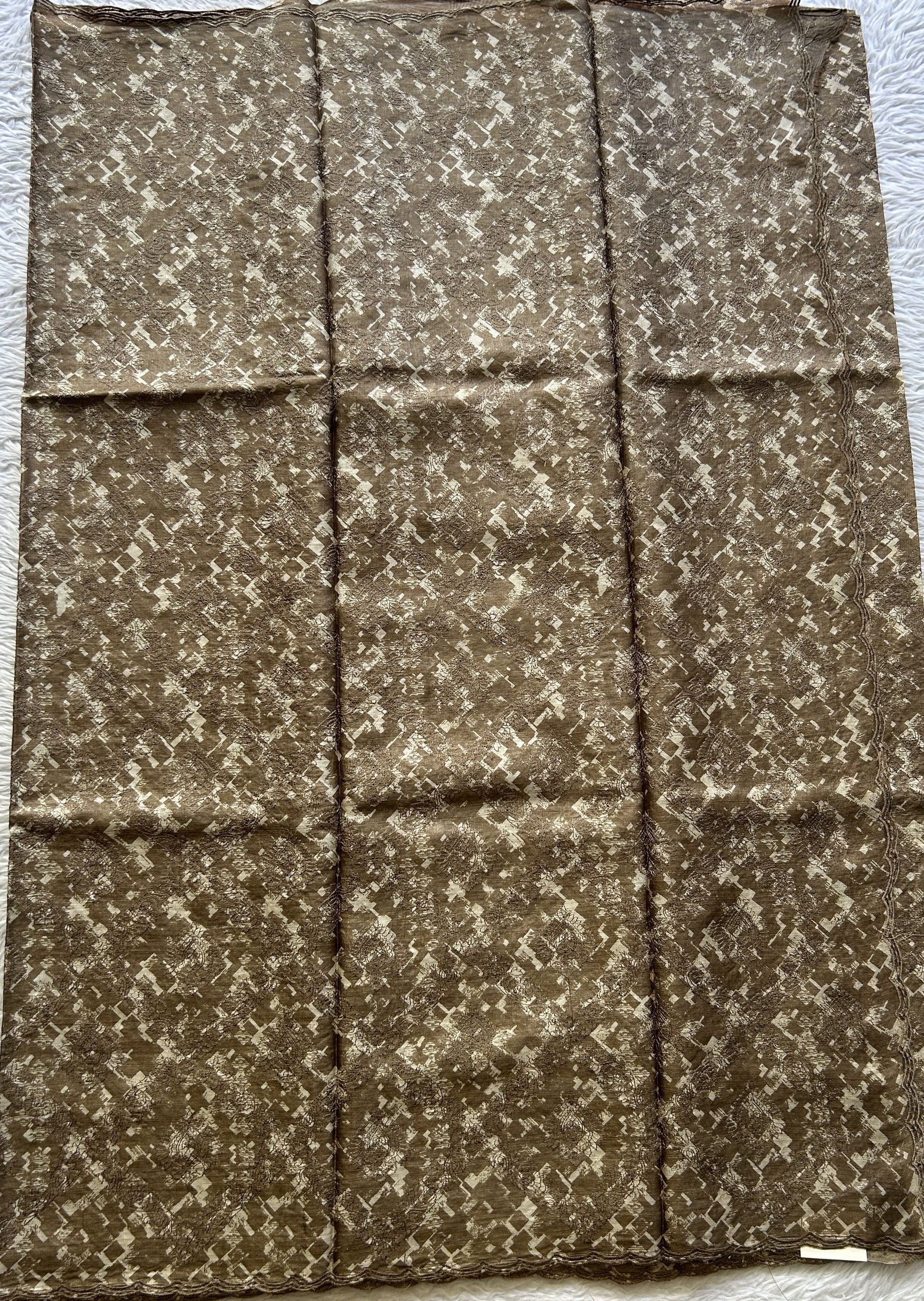 Pure Tussar Silk Saree Brown Color Complemented with a Borderless. - Sampradaya Designer Studio