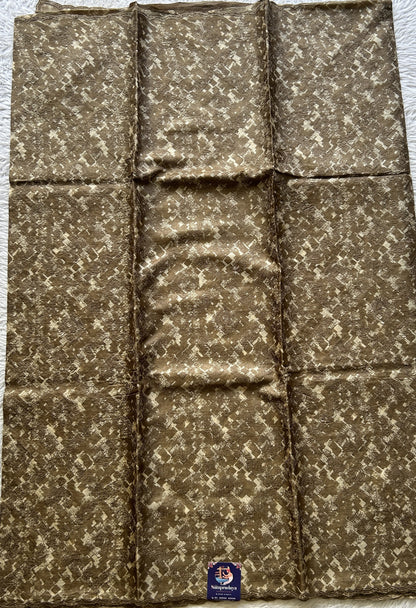 Pure Tussar Silk Saree Brown Color Complemented with a Borderless. - Sampradaya Designer Studio