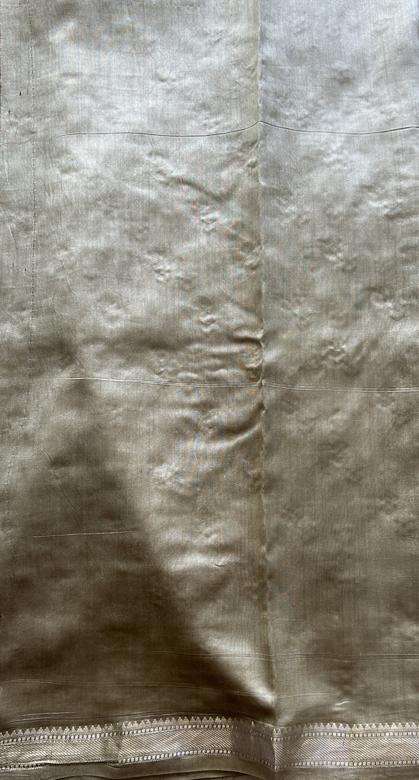 Chiniya Silk Saree Chikoo Colored Elegantly Paired with a Zari Border. - Sampradaya Designer Studio