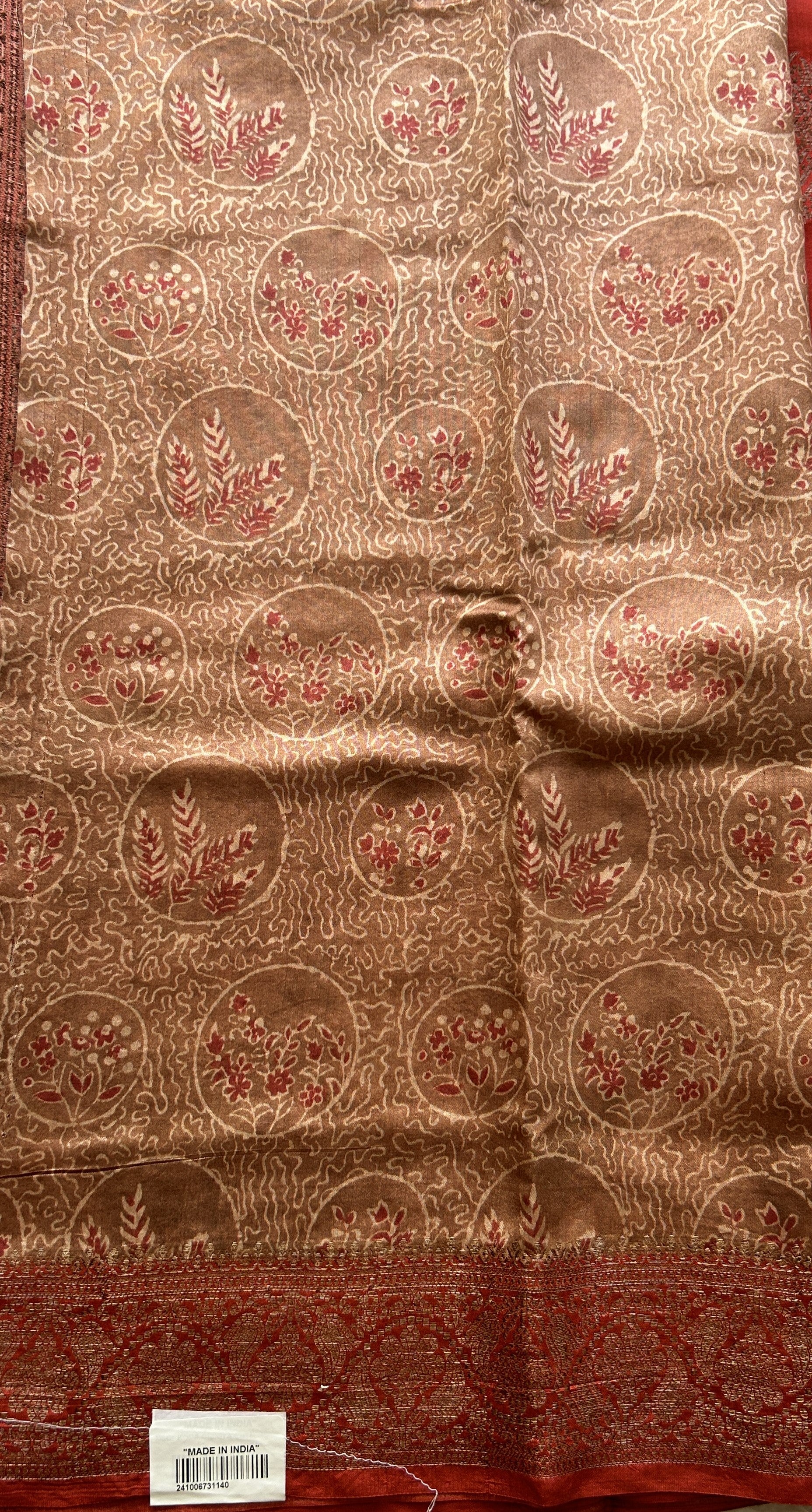 Chiniya Silk Saree Red Colored Elegantly Paired with a Zari Border. - Sampradaya Designer Studio