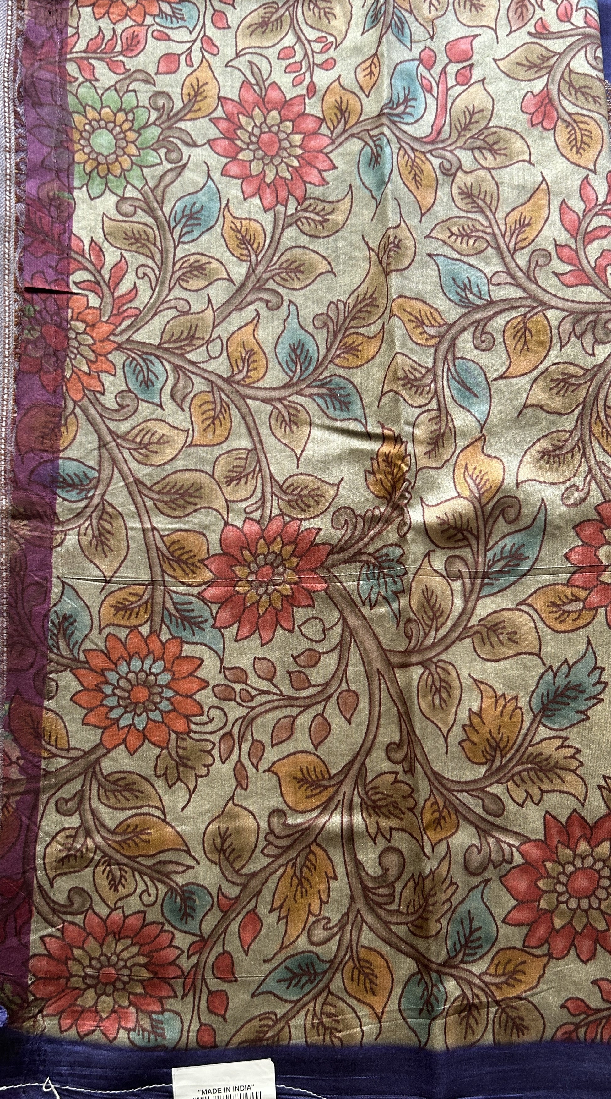 Chiniya Silk Saree Ink Blue Colored Elegantly Paired with a Zari Border. - Sampradaya Designer Studio