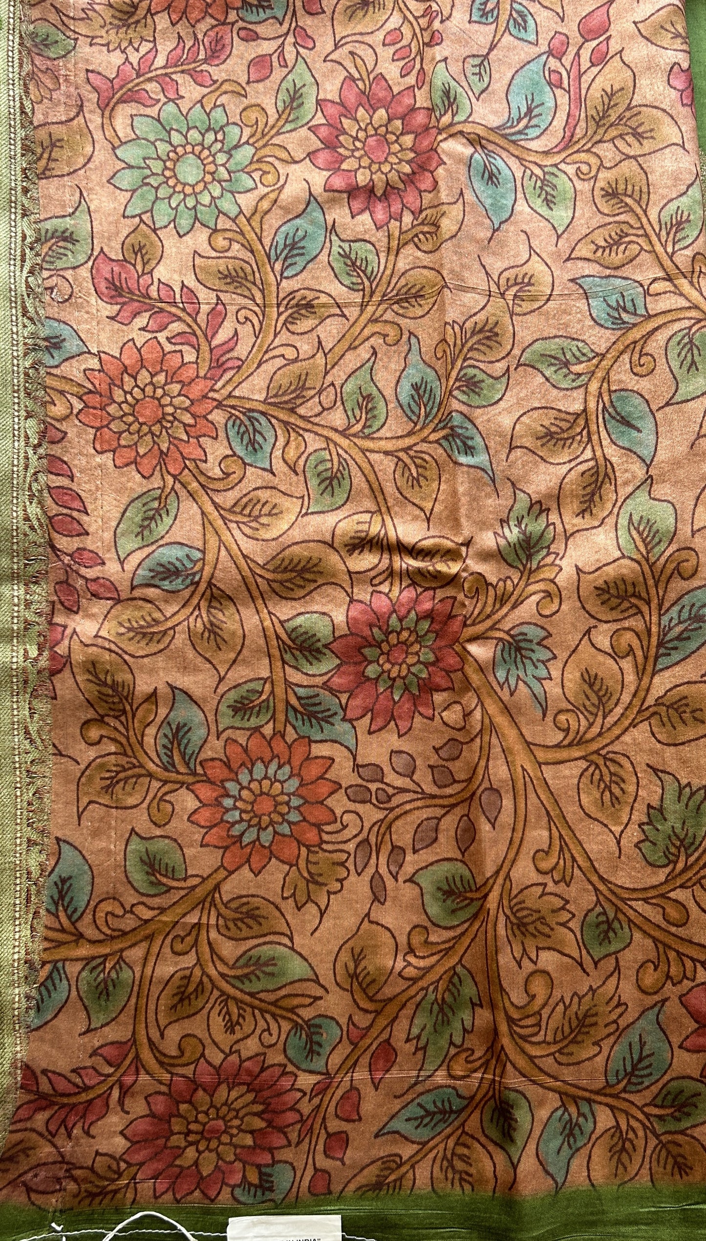 Chiniya Silk Saree Green Colored Elegantly Paired with a Zari Border. - Sampradaya Designer Studio