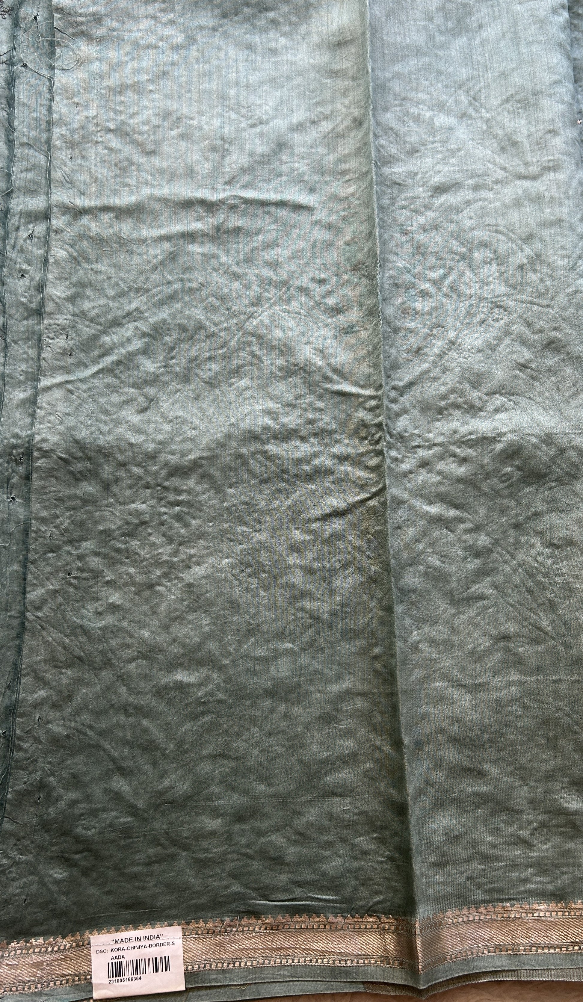 Chiniya Silk Saree Sea Green Colored Elegantly Paired with a Zari Border. - Sampradaya Designer Studio