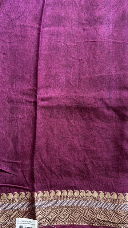 Dola Crepe Saree Dark Lavender Colored Complemented with a Zari Border. - Sampradaya Designer Studio