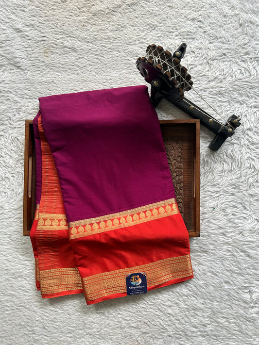 Semi Georgette Saree Magenta Colored Elegantly Paired with Zari Border. - Sampradaya Designer Studio
