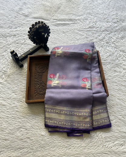 Silk kota Saree Soft Purple colored Elegantly Paired with a Zari Border. - Sampradaya Designer Studio