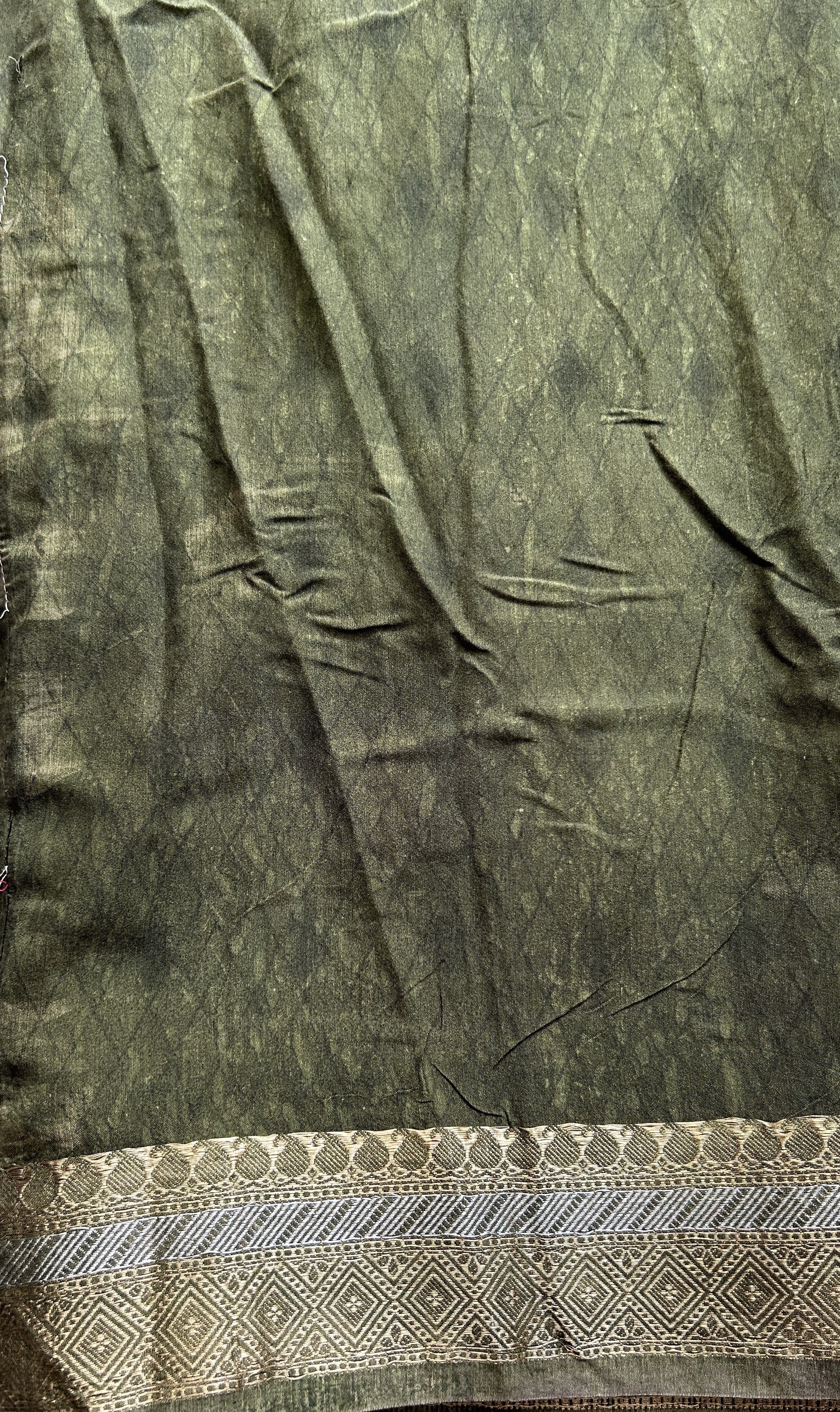 Dola Crepe Saree Green Colored Complemented with a Zari Border. - Sampradaya Designer Studio