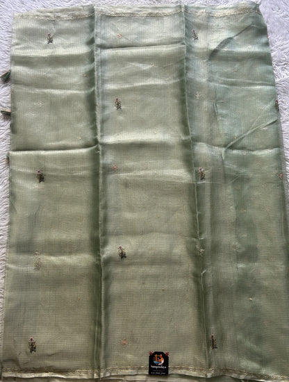 Silk kota Saree Light Green colored Elegantly Paired with a Thread Border. - Sampradaya Designer Studio