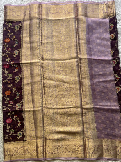 Silk kota Allover Saree Purple colored Elegantly Paired with a Zari Border. - Sampradaya Designer Studio