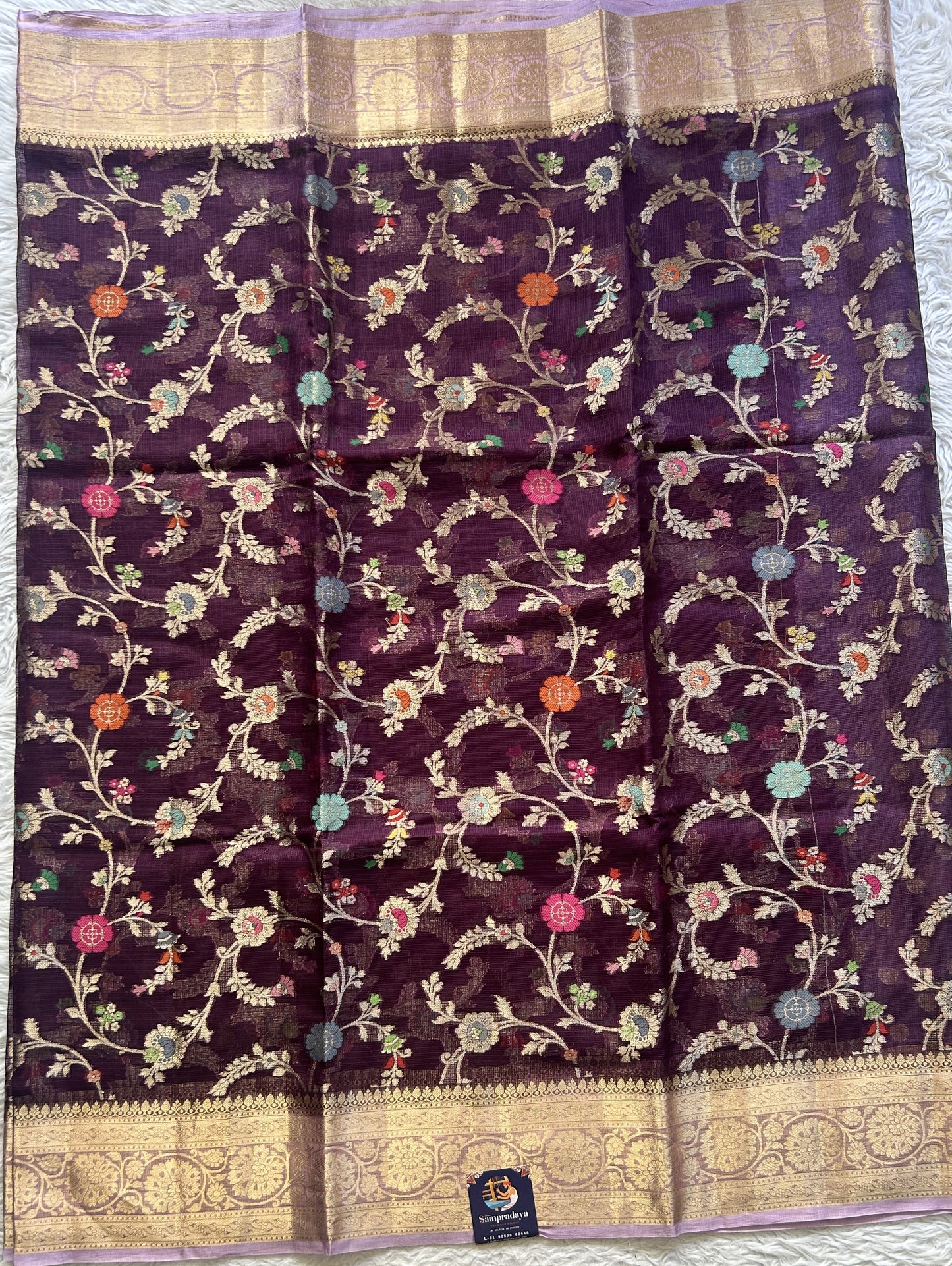 Silk kota Allover Saree Purple colored Elegantly Paired with a Zari Border. - Sampradaya Designer Studio