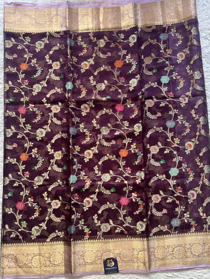 Silk kota Allover Saree Purple colored Elegantly Paired with a Zari Border. - Sampradaya Designer Studio