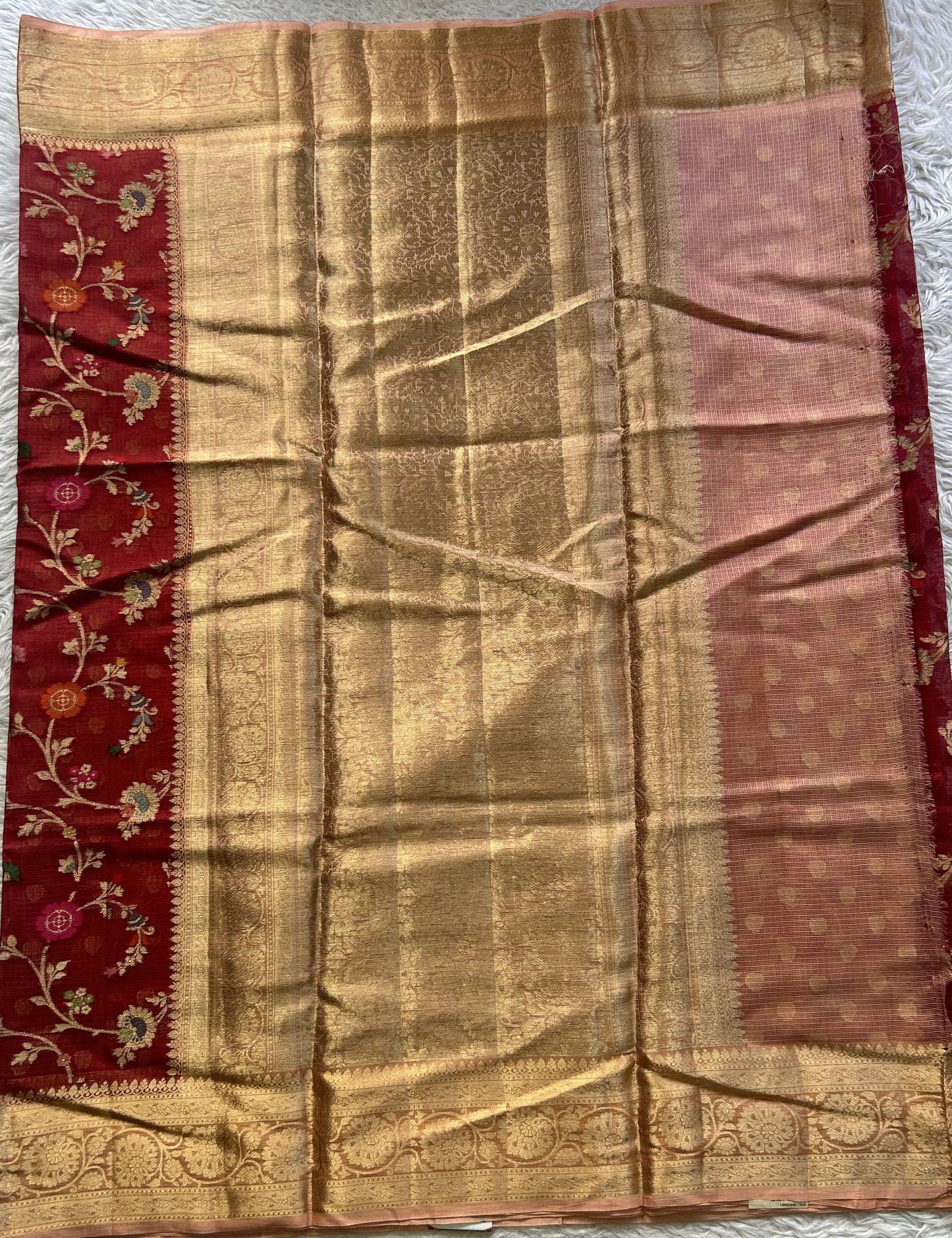 Silk kota Allover Saree Red colored Elegantly Paired with a Zari Border. - Sampradaya Designer Studio