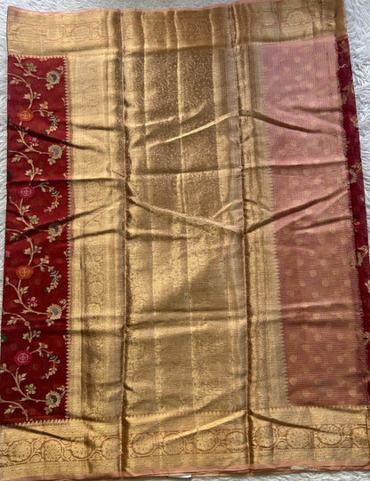 Silk kota Allover Saree Red colored Elegantly Paired with a Zari Border. - Sampradaya Designer Studio