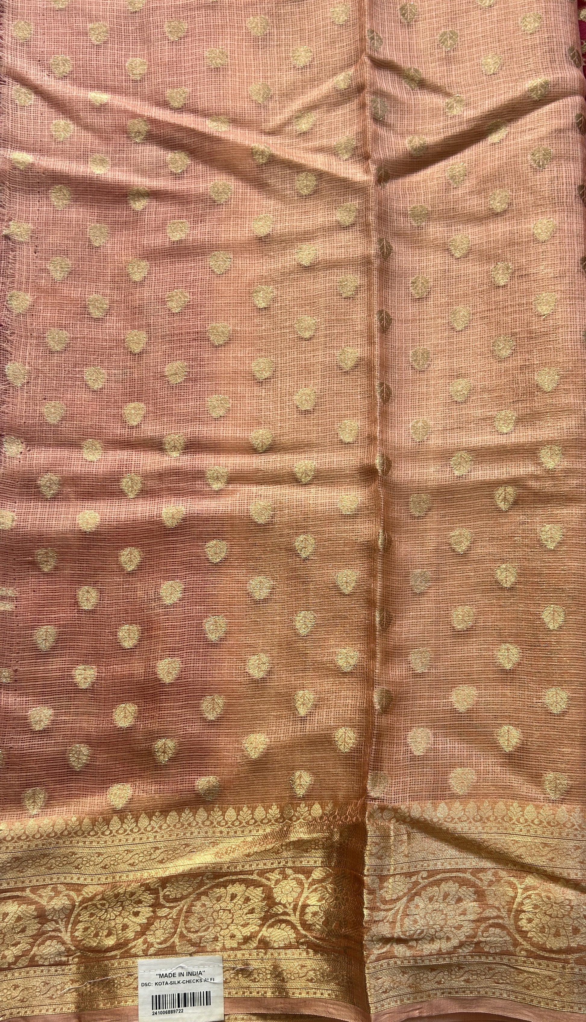 Silk kota Allover Saree Red colored Elegantly Paired with a Zari Border. - Sampradaya Designer Studio