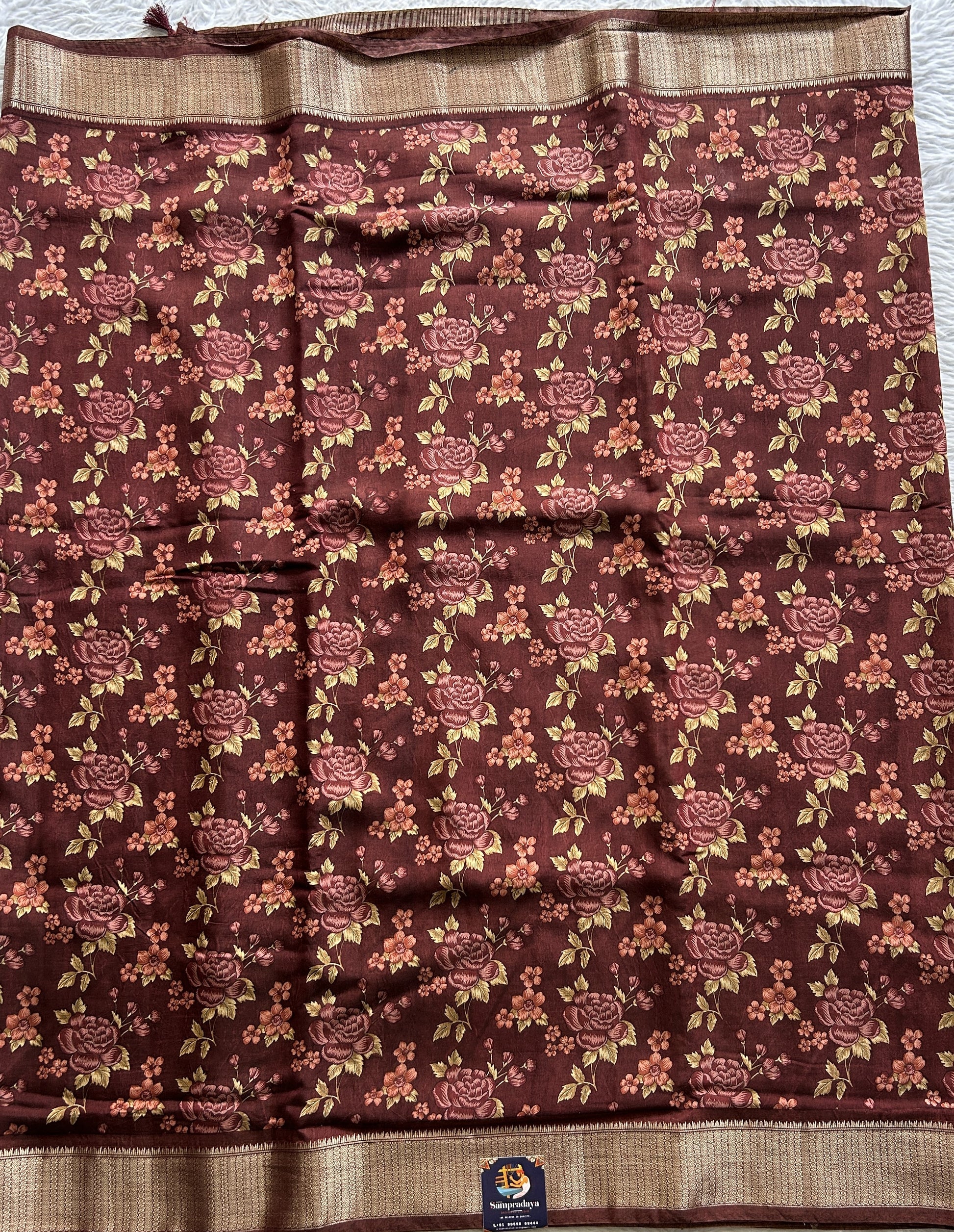 Dola Crepe Saree Maroon Colored Complemented with a Zari Border. - Sampradaya Designer Studio