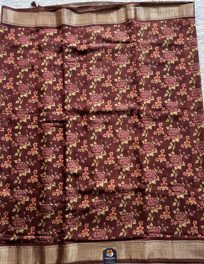 Dola Crepe Saree Maroon Colored Complemented with a Zari Border. - Sampradaya Designer Studio
