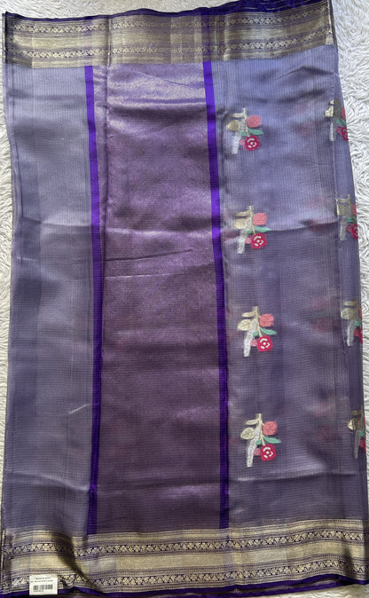 Silk kota Saree Soft Purple colored Elegantly Paired with a Zari Border. - Sampradaya Designer Studio
