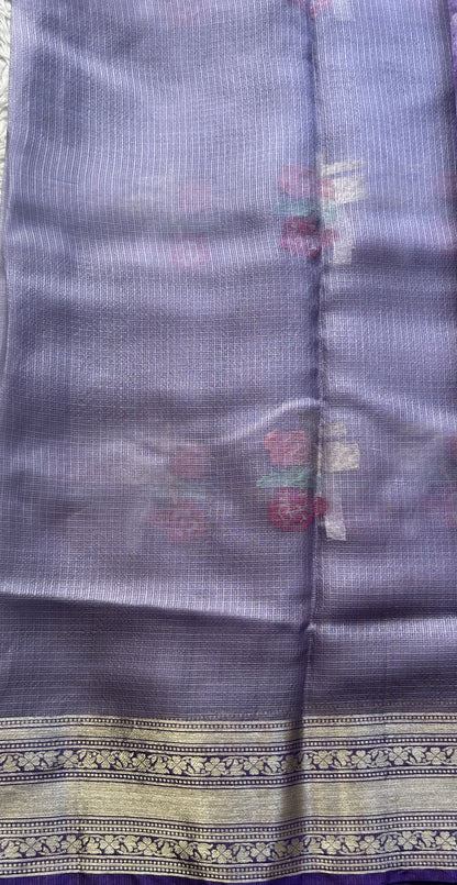 Silk kota Saree Soft Purple colored Elegantly Paired with a Zari Border. - Sampradaya Designer Studio
