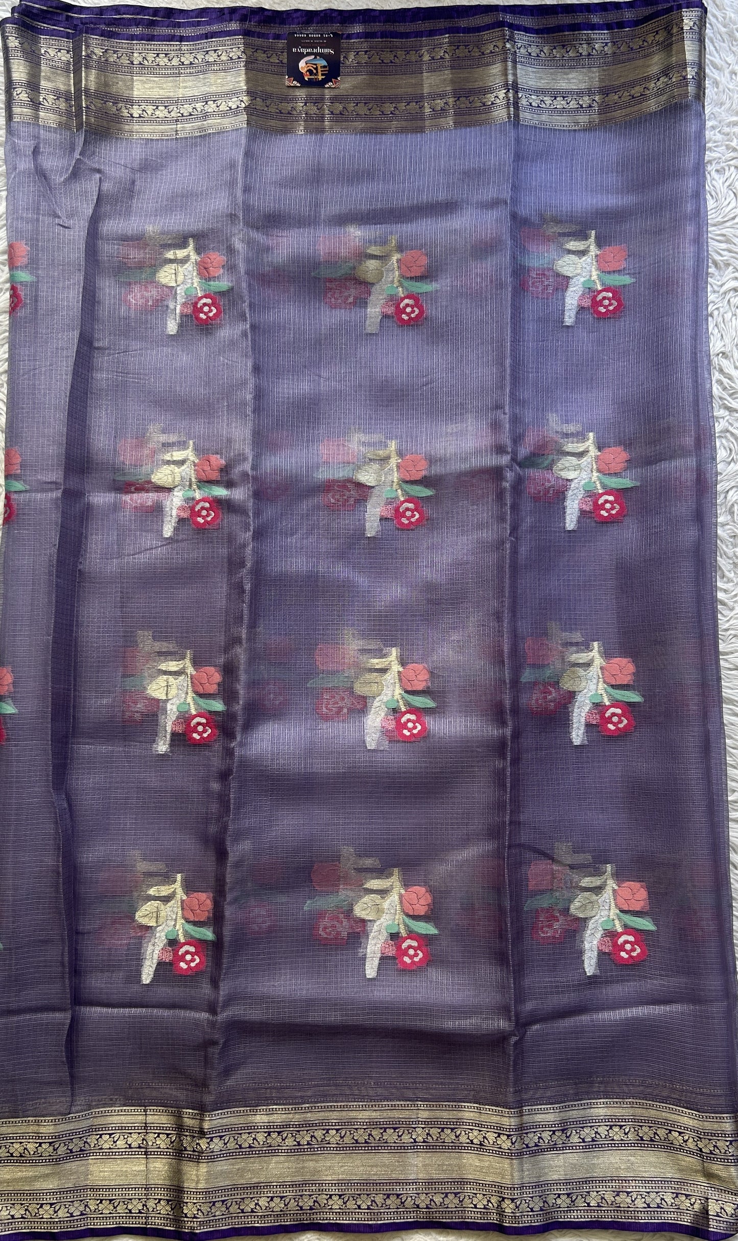 Silk kota Saree Soft Purple colored Elegantly Paired with a Zari Border. - Sampradaya Designer Studio