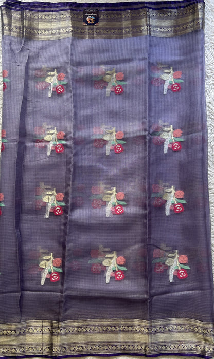 Silk kota Saree Soft Purple colored Elegantly Paired with a Zari Border. - Sampradaya Designer Studio