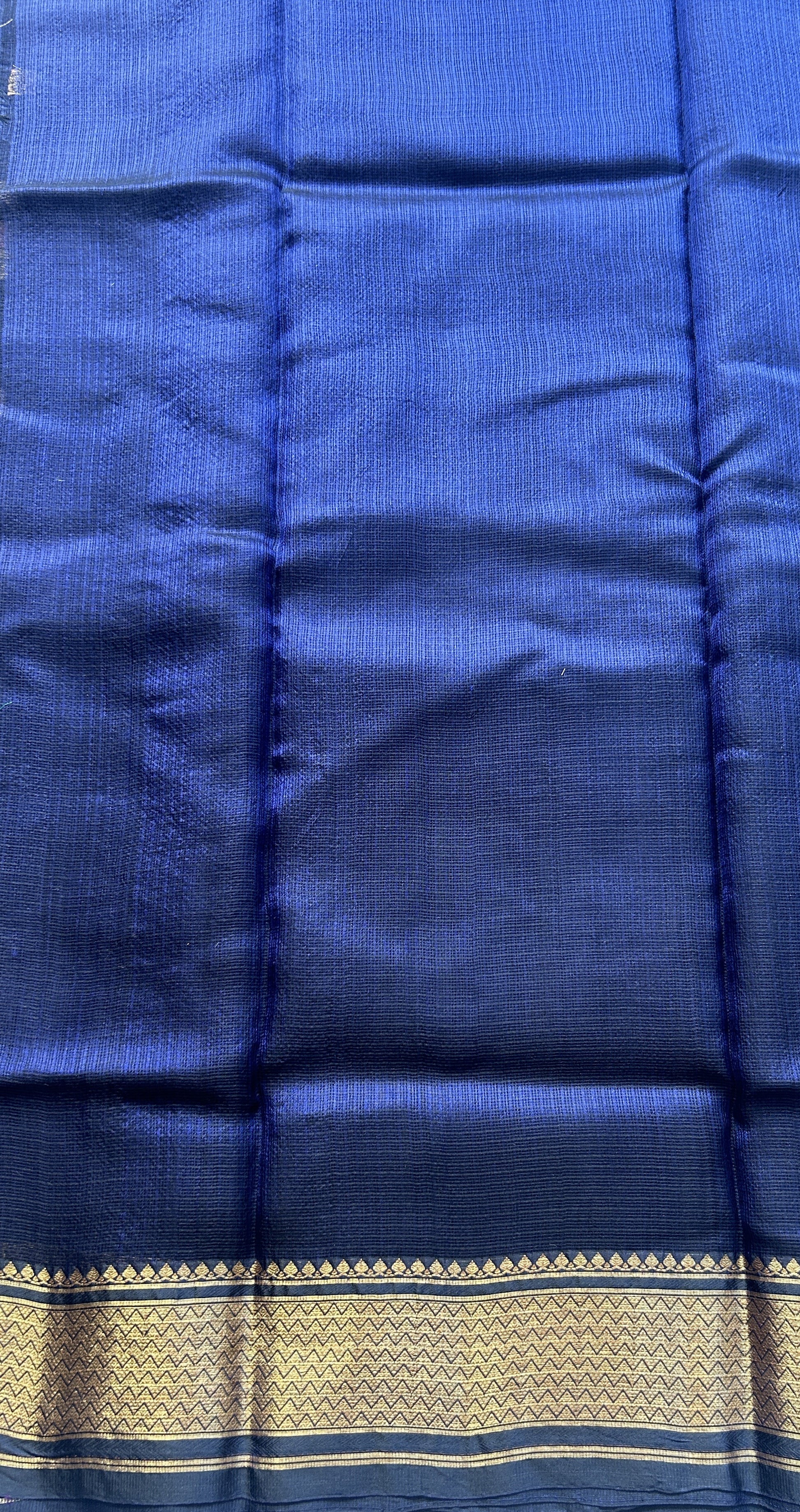 Silk kota Saree Navy Blue colored Elegantly Paired with a Zari Border. - Sampradaya Designer Studio