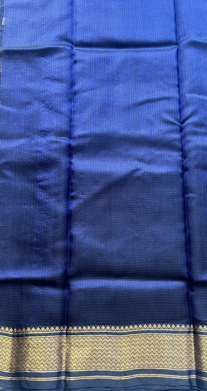 Silk kota Saree Navy Blue colored Elegantly Paired with a Zari Border. - Sampradaya Designer Studio