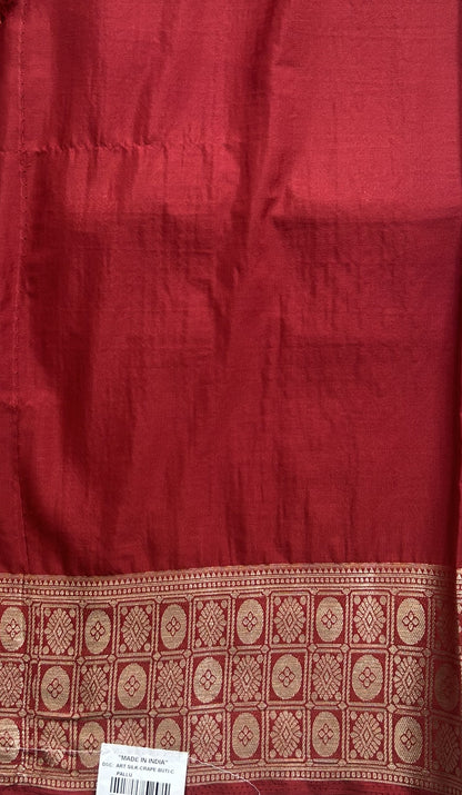 Pure Banarasi Crepe Silk Saree Grey Colored Complemented with a Zari border. - Sampradaya Designer Studio