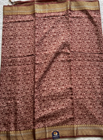 Dola Crepe Saree Brown Colored Complemented with a Zari Border. - Sampradaya Designer Studio