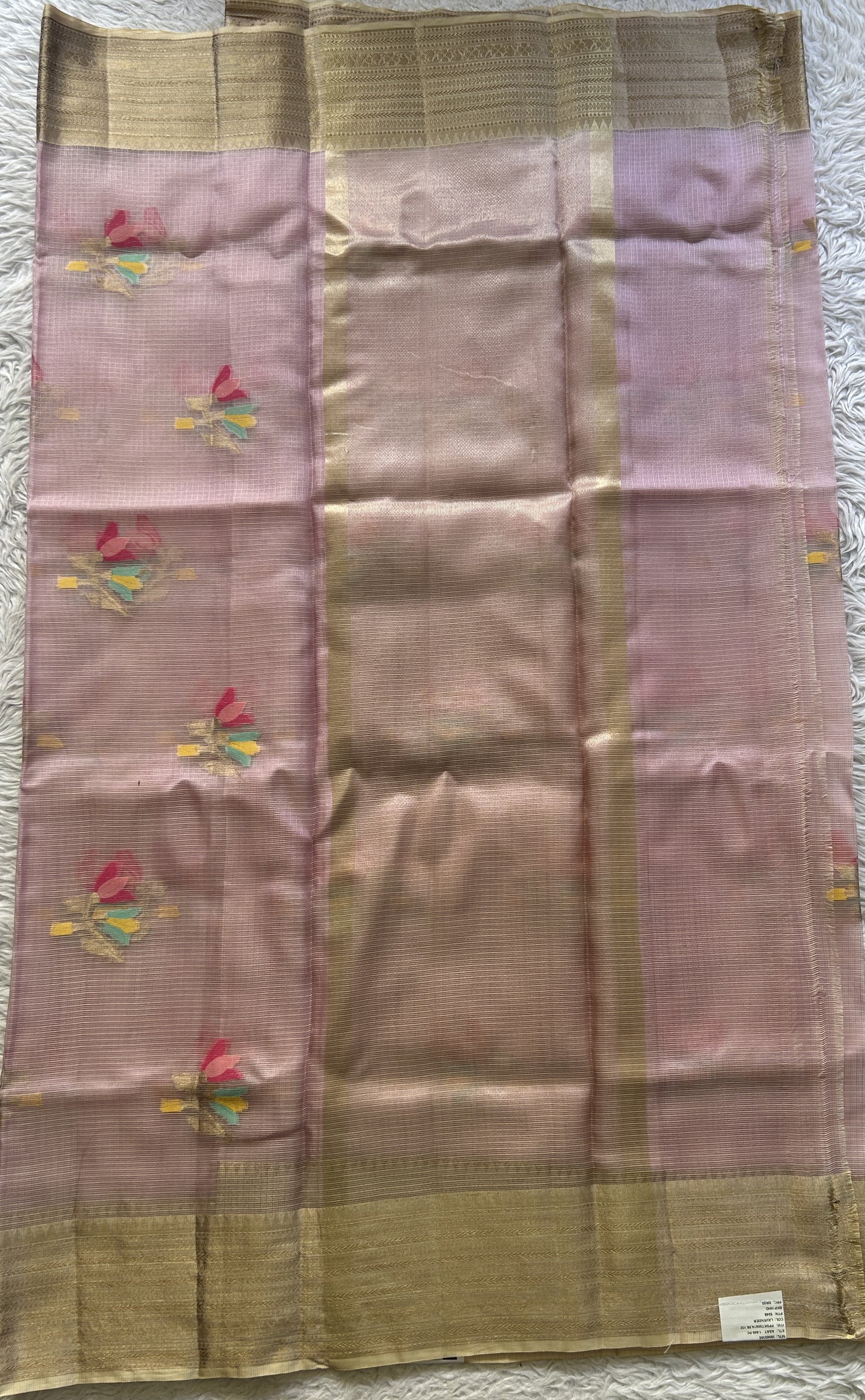 Silk kota Saree Light Baby Pink colored Elegantly Paired with a Zari Border. - Sampradaya Designer Studio