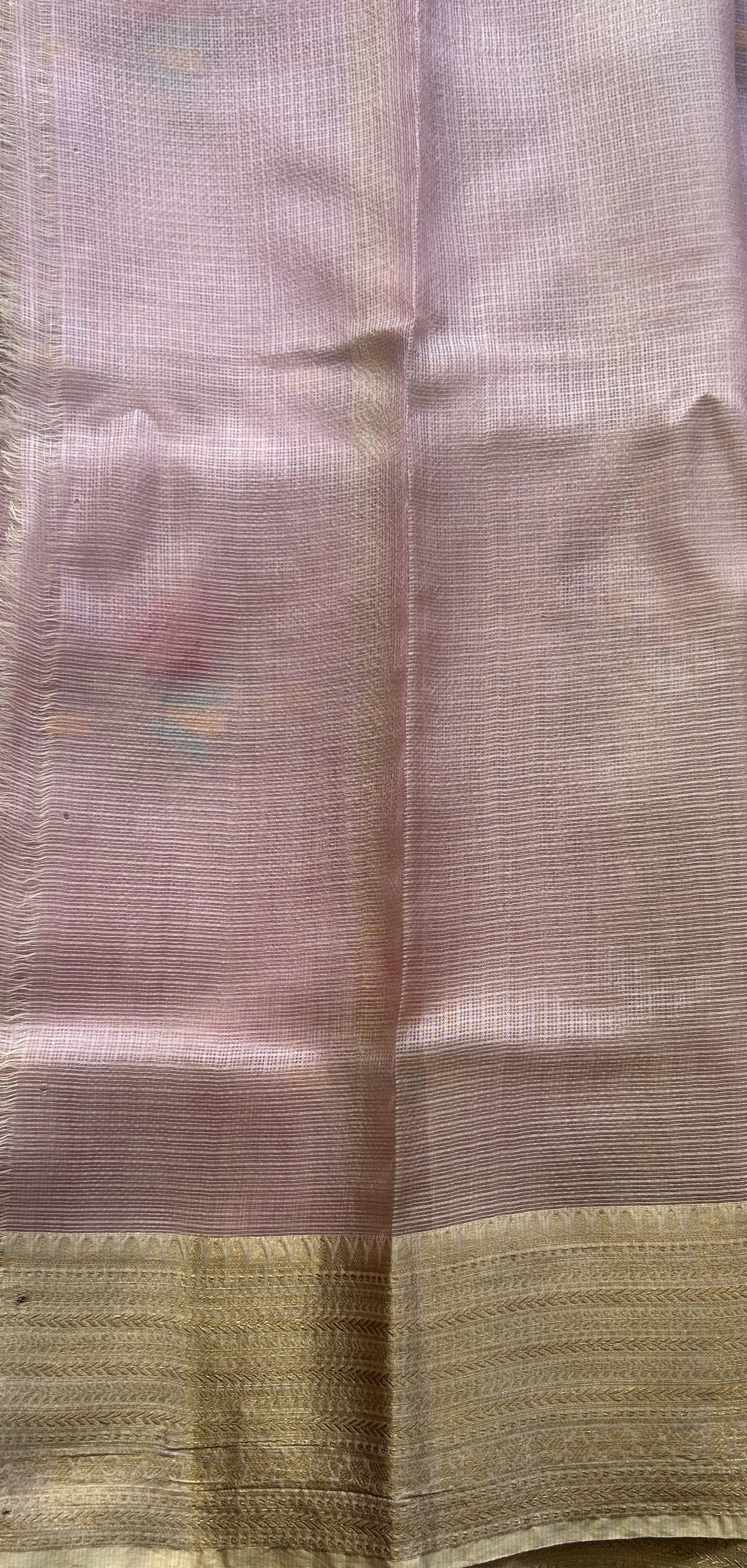 Silk kota Saree Light Baby Pink colored Elegantly Paired with a Zari Border. - Sampradaya Designer Studio