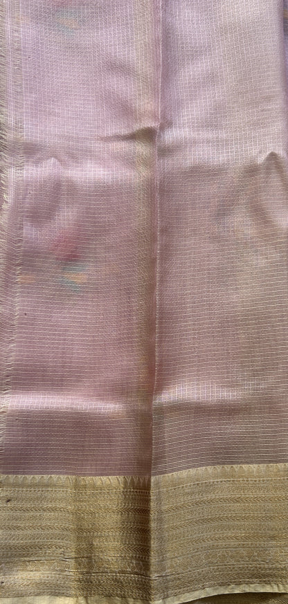 Silk kota Saree Light Baby Pink colored Elegantly Paired with a Zari Border. - Sampradaya Designer Studio