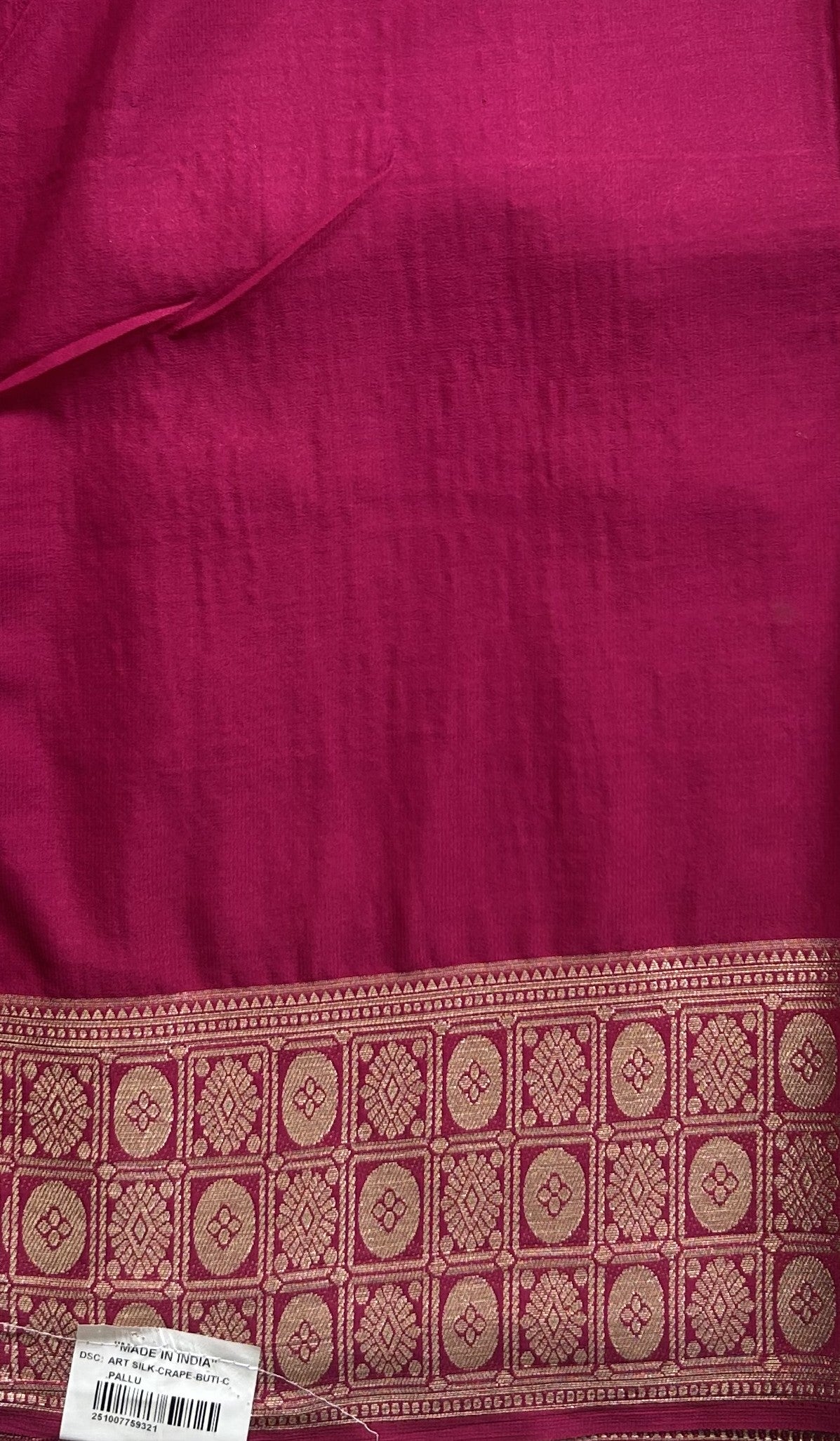 Pure Banarasi Crepe Silk Saree Peach Colored Complemented with Zari border. - Sampradaya Designer Studio