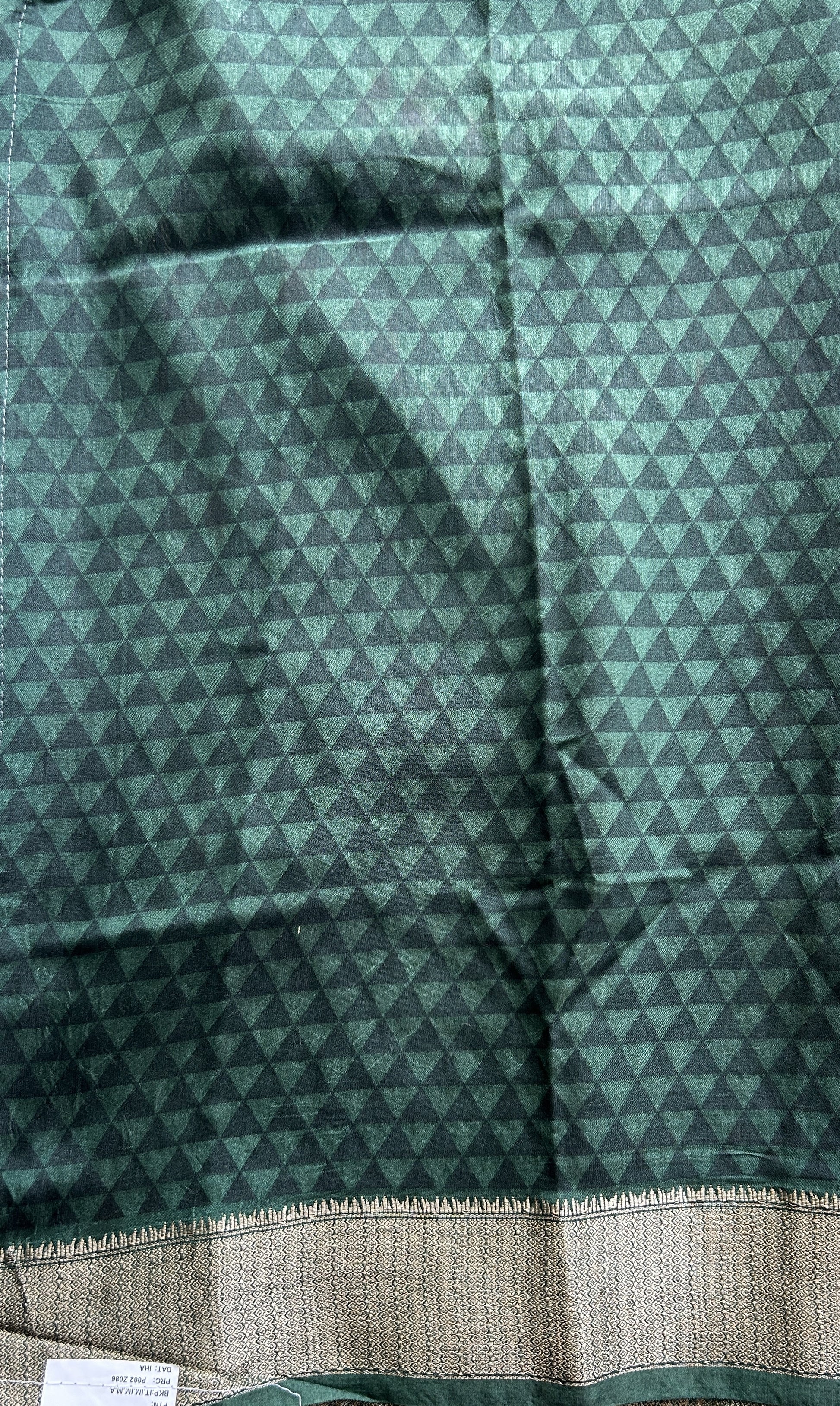 Dola Crepe Saree Dark Green Colored Complemented with a Zari Border. - Sampradaya Designer Studio
