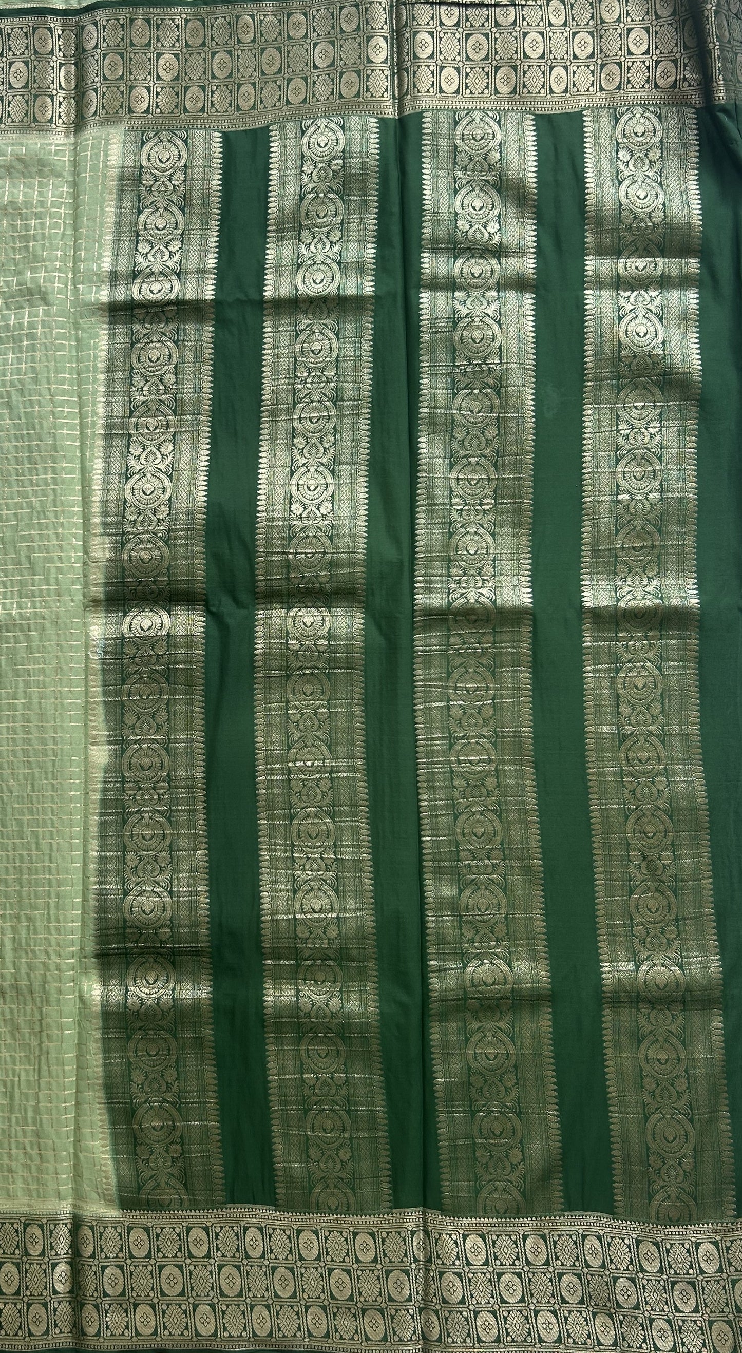 Pure Banarasi Crepe Silk Saree Light Green Colored Complemented with a Zari border. - Sampradaya Designer Studio