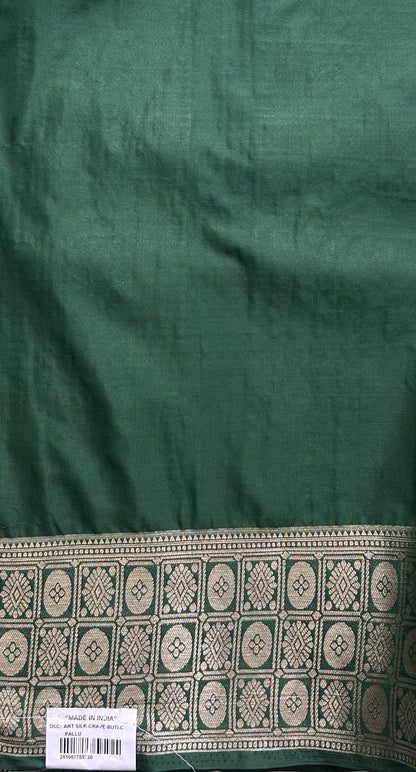 Pure Banarasi Crepe Silk Saree Light Green Colored Complemented with a Zari border. - Sampradaya Designer Studio