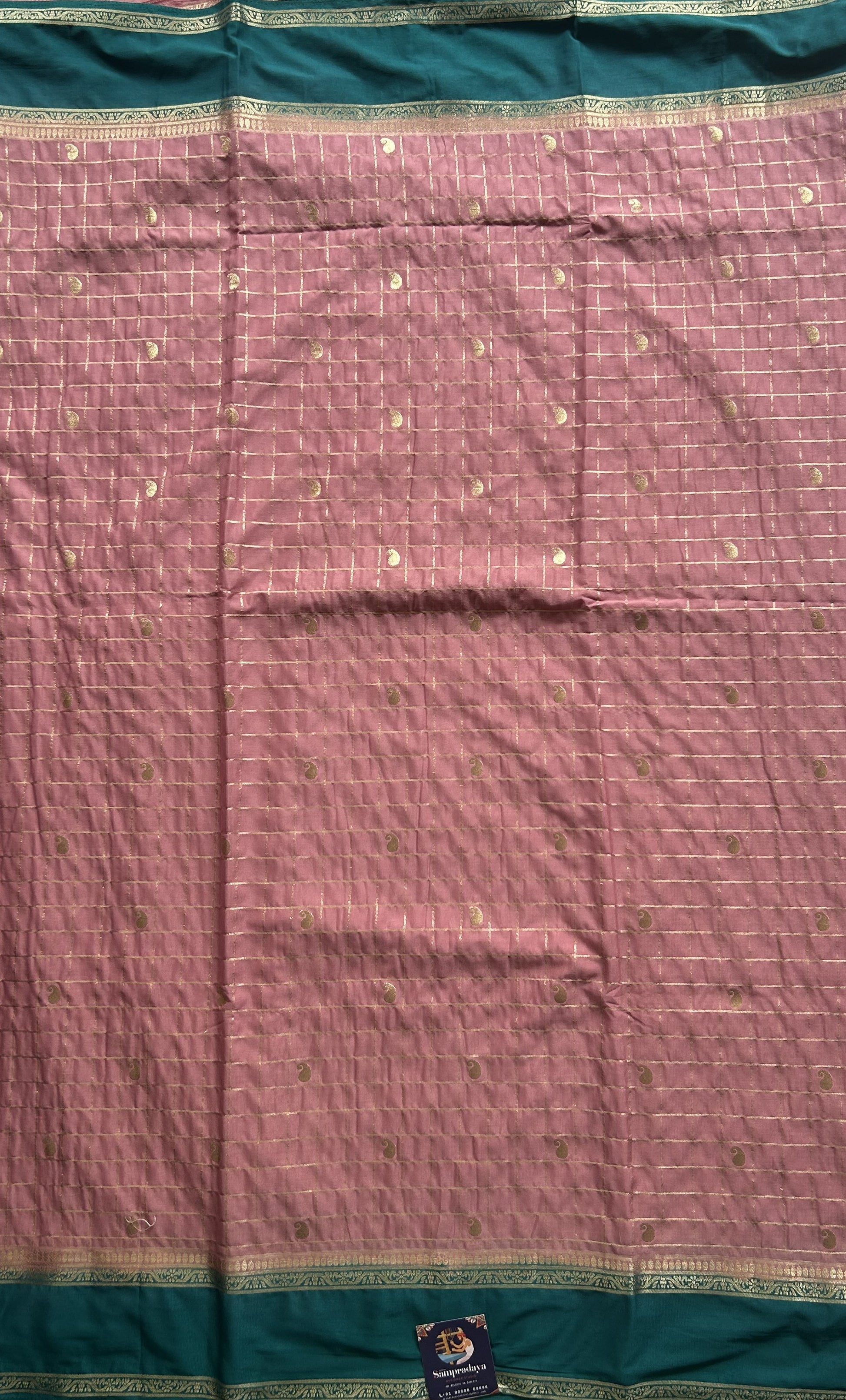 Pure Banarasi Crepe Silk Saree Onion Pink Colored Complemented with a Zari border. - Sampradaya Designer Studio