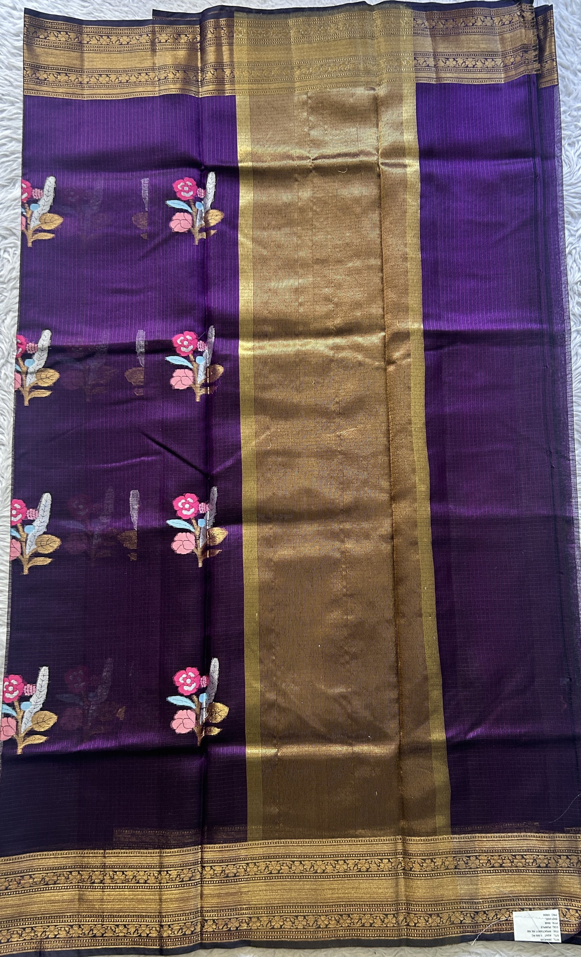 Silk kota Saree Purple colored Elegantly Paired with a Zari Border. - Sampradaya Designer Studio