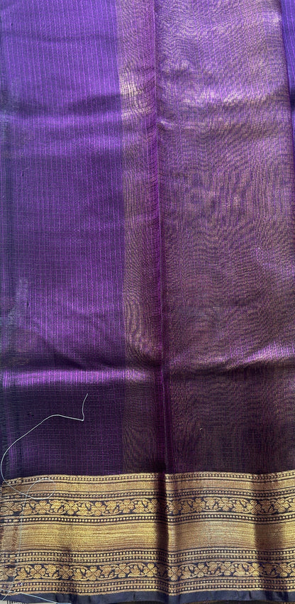 Silk kota Saree Purple colored Elegantly Paired with a Zari Border. - Sampradaya Designer Studio