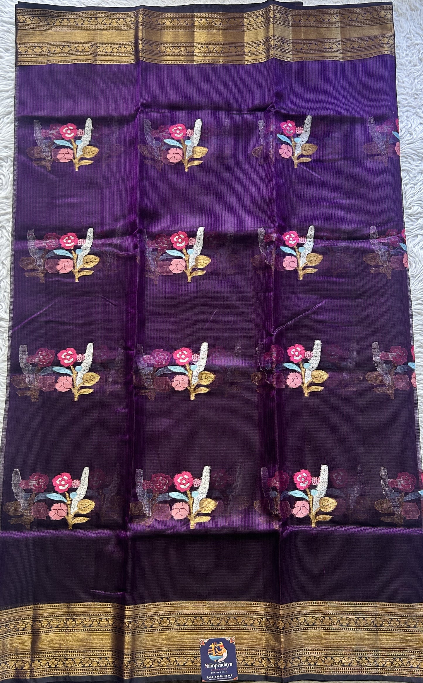 Silk kota Saree Purple colored Elegantly Paired with a Zari Border. - Sampradaya Designer Studio