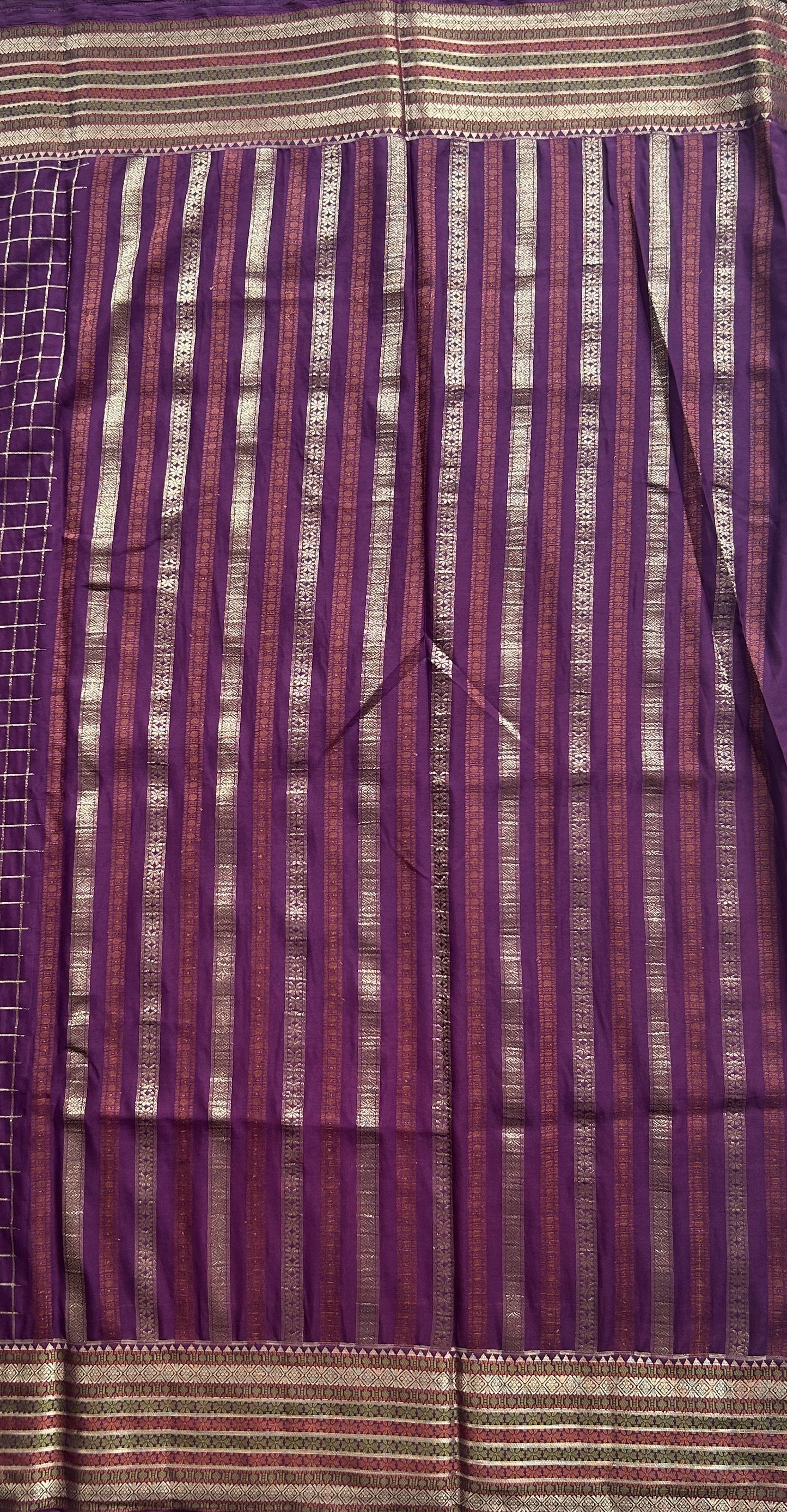 Pure Banarasi Crepe Silk Saree Purple Colored Complemented with a Zari border. - Sampradaya Designer Studio