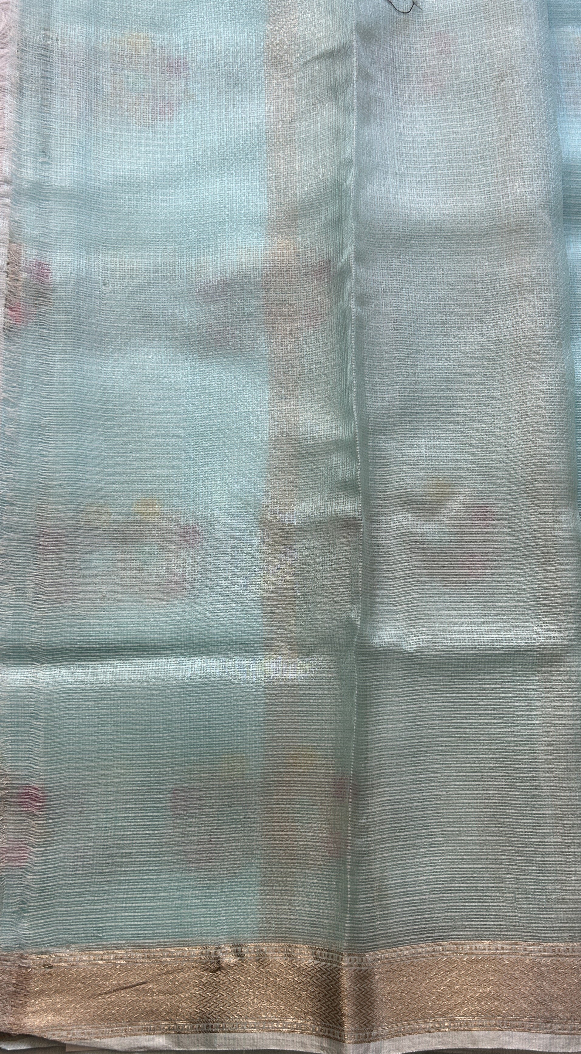 Silk kota Saree Light Blue colored Elegantly Paired with a Zari Border. - Sampradaya Designer Studio