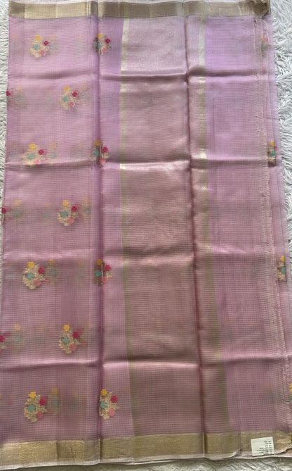Silk kota Saree Blush colored Elegantly Paired with a Zari Border. - Sampradaya Designer Studio