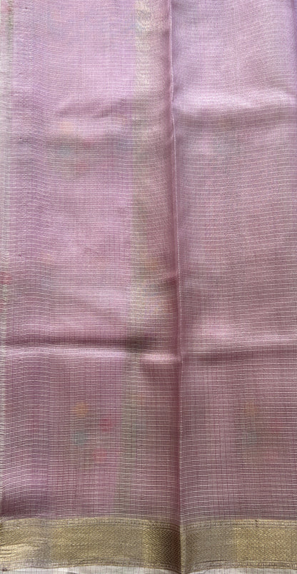Silk kota Saree Blush colored Elegantly Paired with a Zari Border. - Sampradaya Designer Studio