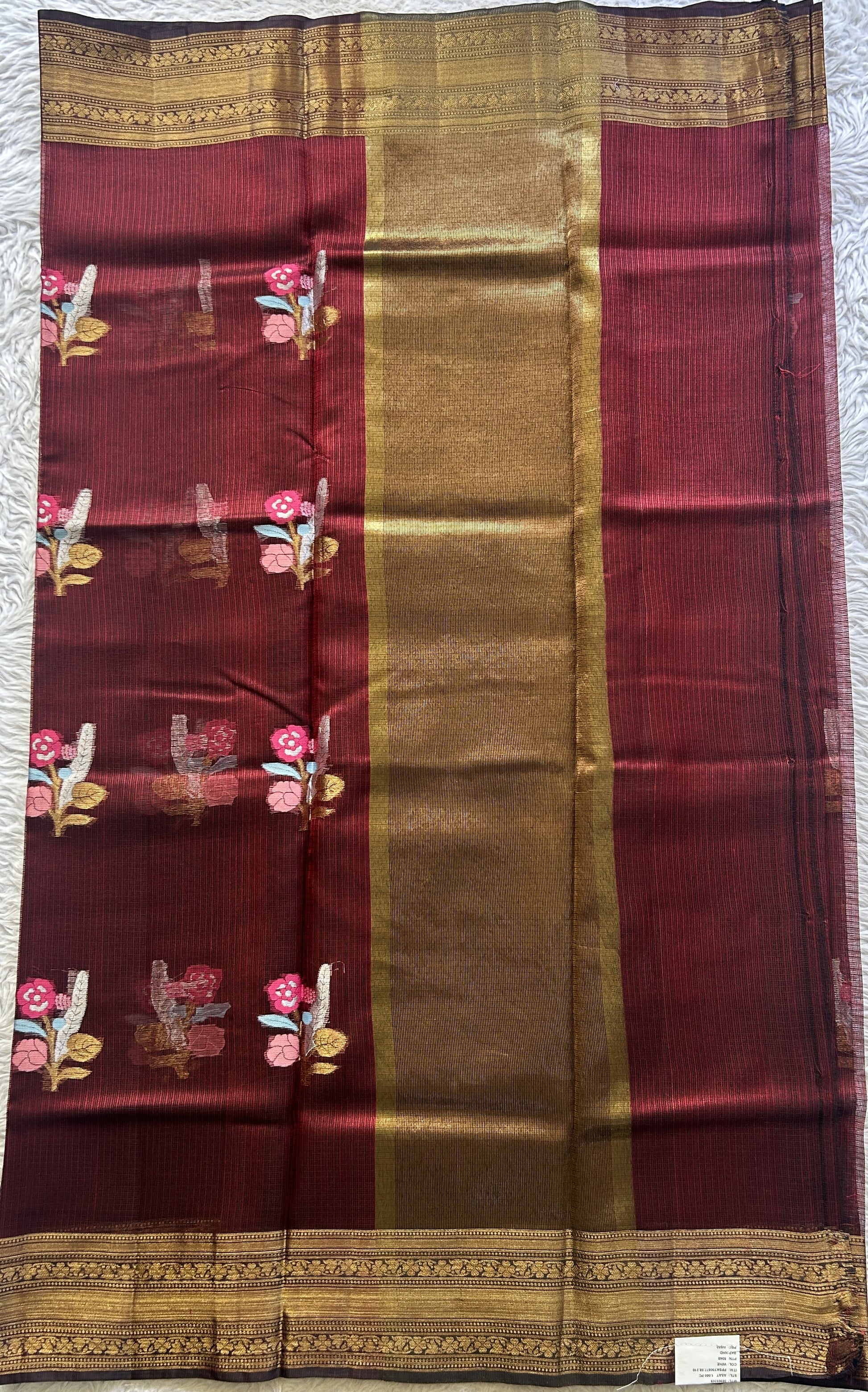 Silk kota Saree Deep Maroon colored Elegantly Paired with a Zari Border. - Sampradaya Designer Studio