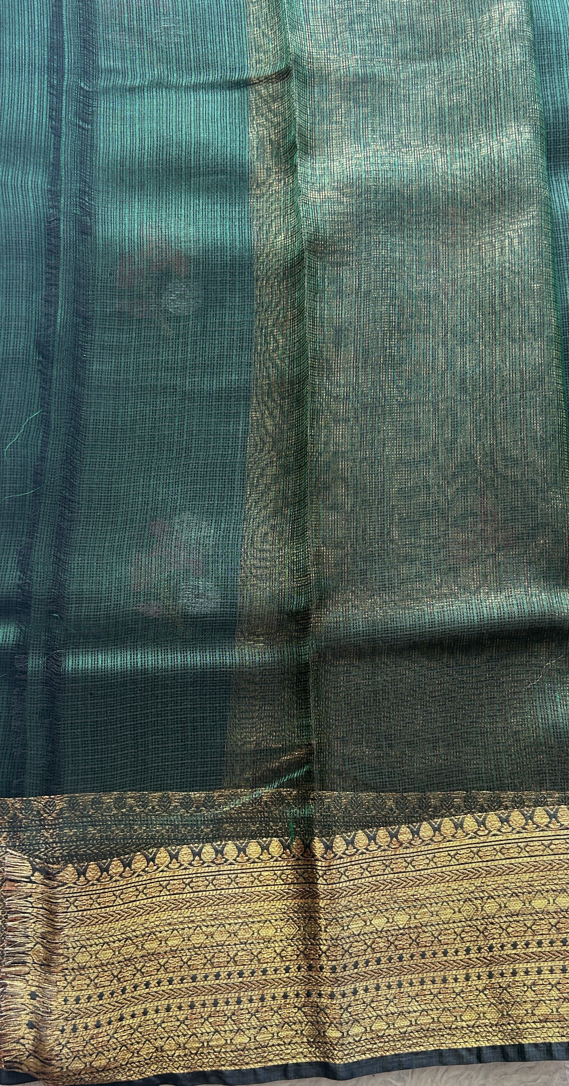 Silk kota Saree Dark Green colored Elegantly Paired with a Zari Border. - Sampradaya Designer Studio