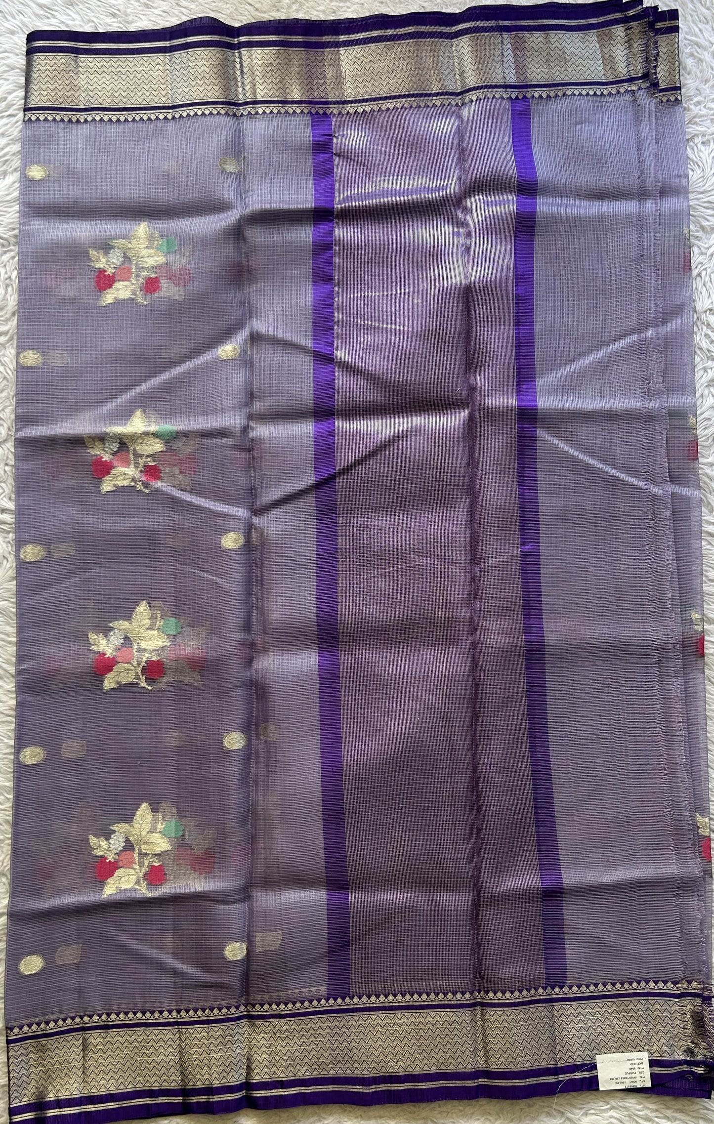 Silk kota Saree Lavender colored Elegantly Paired with a Zari Border. - Sampradaya Designer Studio