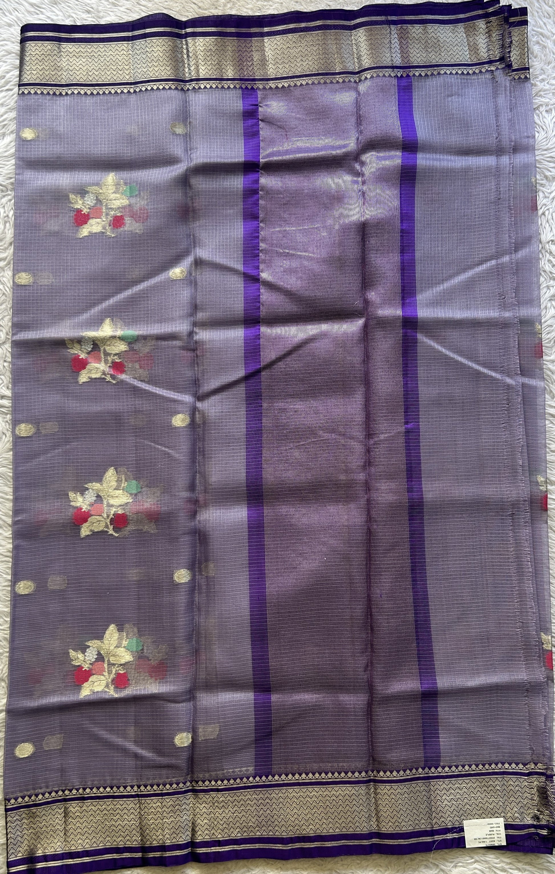 Silk kota Saree Lavender colored Elegantly Paired with a Zari Border. - Sampradaya Designer Studio