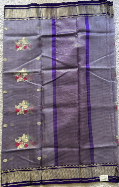 Silk kota Saree Lavender colored Elegantly Paired with a Zari Border. - Sampradaya Designer Studio
